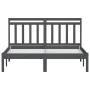 Estructura de cama doble madera maciza gris 135x190 cm de vidaXL, Camas y somieres - Ref: Foro24-3100566, Precio: 137,19 €, D...