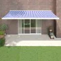 Retractable aluminum and blue and white fabric awning 5x3 m by vidaXL, Awnings - Ref: Foro24-3154525, Price: 694,82 €, Discou...