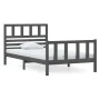 Gray solid wood bed frame 100x200 cm by vidaXL, Beds and slatted bases - Ref: Foro24-3101145, Price: 116,54 €, Discount: %