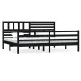 Black solid wood bed frame 200x200 cm by vidaXL, Beds and slatted bases - Ref: Foro24-3101112, Price: 189,17 €, Discount: %