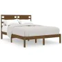 Honey brown solid pine wood bed frame 140x190 cm by vidaXL, Beds and slatted bases - Ref: Foro24-3104201, Price: 176,36 €, Di...