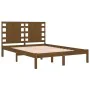 Honey brown solid pine wood bed frame 140x190 cm by vidaXL, Beds and slatted bases - Ref: Foro24-3104201, Price: 176,36 €, Di...