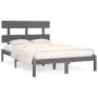 Solid gray pine wood bed frame 200x200 cm by vidaXL, Beds and slatted bases - Ref: Foro24-3104695, Price: 152,36 €, Discount: %