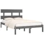 Solid gray pine wood bed frame 200x200 cm by vidaXL, Beds and slatted bases - Ref: Foro24-3104695, Price: 152,36 €, Discount: %