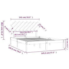 Black solid wood bed frame 140x190 cm by vidaXL, Beds and slatted bases - Ref: Foro24-3104852, Price: 157,70 €, Discount: %