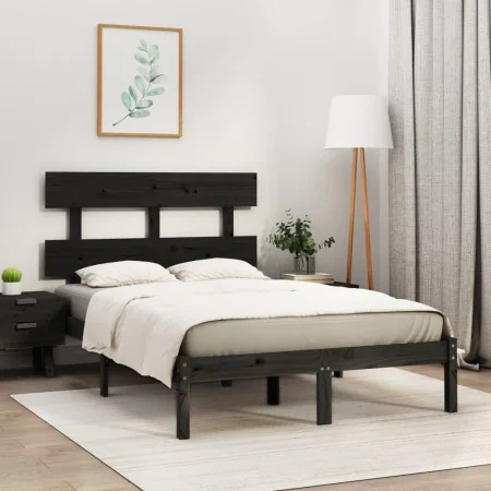 Solid black pine wood bed frame 120x200 cm by vidaXL, Beds and slatted bases - Ref: Foro24-3104672, Price: 145,97 €, Discount: %