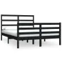 Solid black pine wood bed frame 140x190 cm by vidaXL, Beds and slatted bases - Ref: Foro24-3104990, Price: 157,71 €, Discount: %