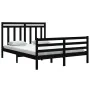 Black King Size solid wood bed frame 150x200 cm by vidaXL, Beds and slatted bases - Ref: Foro24-3105324, Price: 158,28 €, Dis...