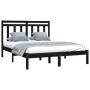 Black solid wood bed frame 140x190 cm by vidaXL, Beds and slatted bases - Ref: Foro24-3105234, Price: 155,80 €, Discount: %