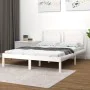 White solid wood bed frame King Size 150x200 cm by vidaXL, Beds and slatted bases - Ref: Foro24-3105541, Price: 162,32 €, Dis...