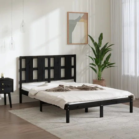 Solid black pine wood bed frame 120x200 cm by vidaXL, Beds and slatted bases - Ref: Foro24-3105599, Price: 154,80 €, Discount: %