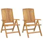 Reclining garden chairs and cushions 2 pcs solid teak wood by vidaXL, Garden chairs - Ref: Foro24-3196449, Price: 262,69 €, D...