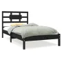 Black solid wood bed frame 100x200 cm by vidaXL, Beds and slatted bases - Ref: Foro24-3105659, Price: 120,96 €, Discount: %