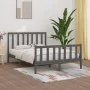 Gray solid wood bed frame King Size 150x200 cm by vidaXL, Beds and slatted bases - Ref: Foro24-3106840, Price: 161,76 €, Disc...