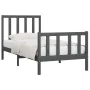 Gray solid wood bed frame 100x200 cm by vidaXL, Beds and slatted bases - Ref: Foro24-3106825, Price: 108,77 €, Discount: %