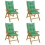 Reclining garden chairs and cushions 4 pcs solid teak wood by vidaXL, Garden chairs - Ref: Foro24-3196483, Price: 536,70 €, D...