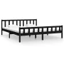 Black solid wood bed frame 200x200 cm by vidaXL, Beds and slatted bases - Ref: Foro24-810703, Price: 137,71 €, Discount: %