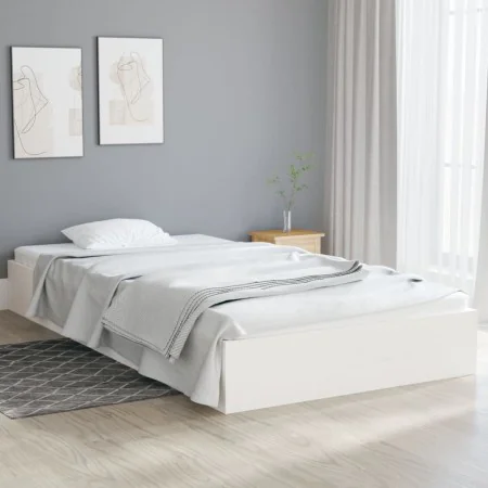 White solid wood bed frame 90x200 cm by vidaXL, Beds and slatted bases - Ref: Foro24-820058, Price: 91,86 €, Discount: %