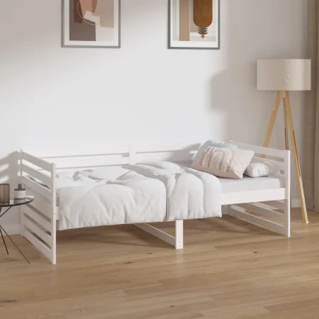 Solid white pine wood sofa bed 90x190 cm by vidaXL, Beds and slatted bases - Ref: Foro24-814650, Price: 135,16 €, Discount: %