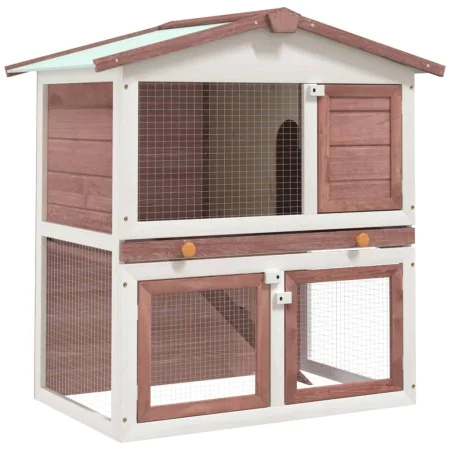 Rabbit cage with 3 brown wooden doors by vidaXL, Cages and habitats for small animals - Ref: Foro24-170838, Price: 141,17 €, ...