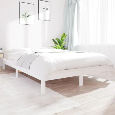 Solid white pine wood bed frame 150x200 cm by vidaXL, Beds and slatted bases - Ref: Foro24-820547, Price: 140,55 €, Discount: %