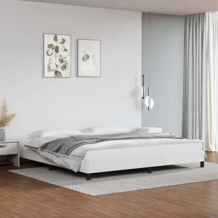 White synthetic leather bed frame 200x200 cm by vidaXL, Beds and slatted bases - Ref: Foro24-346923, Price: 134,41 €, Discoun...