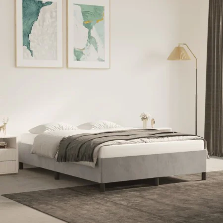 Light gray velvet bed frame 140x200 cm by vidaXL, Beds and slatted bases - Ref: Foro24-347324, Price: 146,48 €, Discount: %