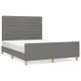 Dark gray fabric bed frame with headboard 140x190 cm by vidaXL, Beds and slatted bases - Ref: Foro24-3125131, Price: 218,77 €...