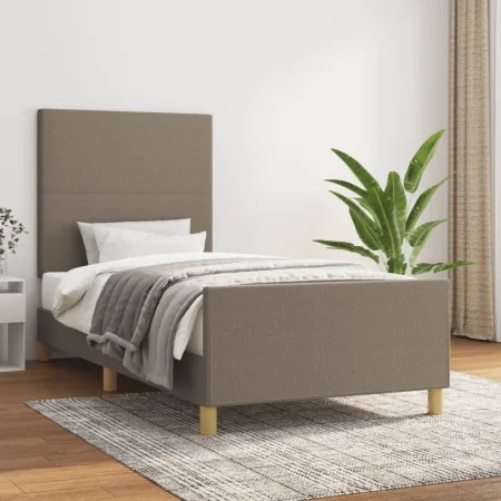 Bed frame with headboard in taupe gray fabric 90x200 cm by vidaXL, Beds and slatted bases - Ref: Foro24-3124867, Price: 153,0...