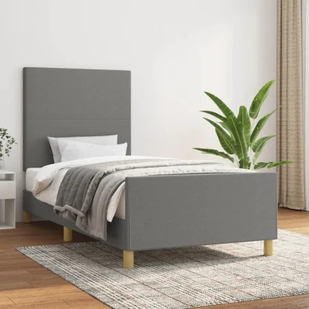 Bed frame with headboard in dark gray fabric 100x200 cm by vidaXL, Beds and slatted bases - Ref: Foro24-3124872, Price: 157,4...