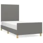 Bed frame with headboard in dark gray fabric 100x200 cm by vidaXL, Beds and slatted bases - Ref: Foro24-3124872, Price: 157,4...