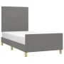 Bed frame with headboard in dark gray fabric 100x200 cm by vidaXL, Beds and slatted bases - Ref: Foro24-3124872, Price: 157,4...