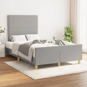 Light gray fabric bed frame with headboard 120x200 cm by vidaXL, Beds and slatted bases - Ref: Foro24-3124960, Price: 163,01 ...