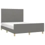 Bed frame with headboard in dark gray fabric 140x200 cm by vidaXL, Beds and slatted bases - Ref: Foro24-3124896, Price: 231,5...