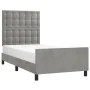 Light gray velvet bed frame with headboard 90x190 cm by vidaXL, Beds and slatted bases - Ref: Foro24-3125971, Price: 157,55 €...