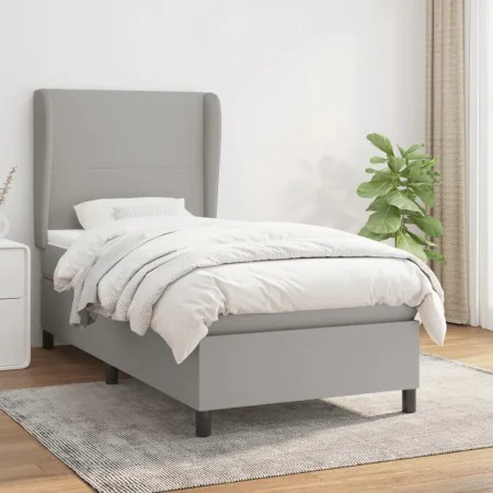 Box spring bed with light gray fabric mattress 90x190 cm by vidaXL, Beds and slatted bases - Ref: Foro24-3127765, Price: 365,...