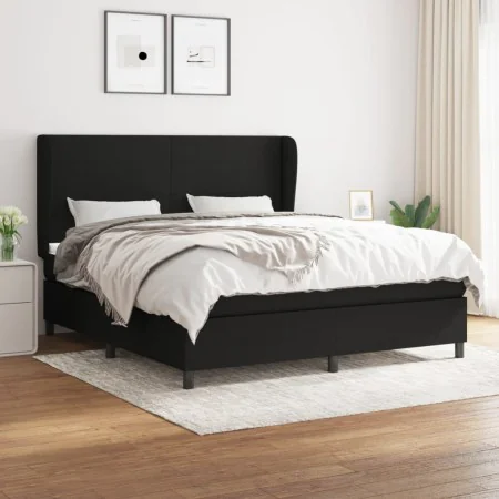 Box spring bed with black fabric mattress 160x200 cm by vidaXL, Beds and slatted bases - Ref: Foro24-3127815, Price: 572,86 €...