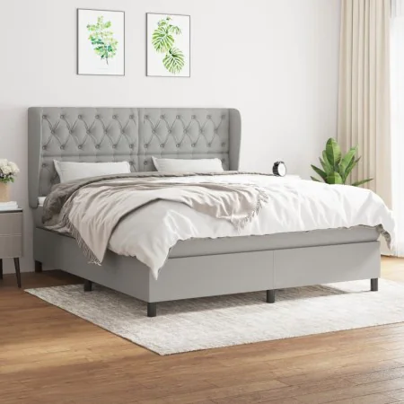 Box spring bed with light gray fabric mattress 160x200 cm by vidaXL, Beds and slatted bases - Ref: Foro24-3128213, Price: 630...