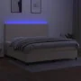 Boxspringbett-Matratze und LED-Leuchten, cremefarbener Stoff, 200 x 200 cm von vidaXL, Betten und Lattenroste - Ref: Foro24-3...