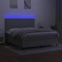 Box spring bed mattress and LED lights light gray fabric 180x200 cm by vidaXL, Beds and slatted bases - Ref: Foro24-3134733, ...