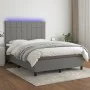 Box spring bed mattress and LED lights dark gray fabric 140x190 cm by vidaXL, Beds and slatted bases - Ref: Foro24-3134870, P...