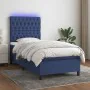 Boxspringbettmatratze und LED-Leuchten aus blauem Stoff 90x200 cm von vidaXL, Betten und Lattenroste - Ref: Foro24-3135091, P...