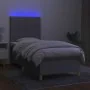 Box spring bed mattress and LED lights light gray fabric 80x200 cm by vidaXL, Beds and slatted bases - Ref: Foro24-3135389, P...