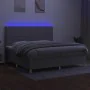 Box spring bed with fabric mattress and light gray LED 200x200 cm by vidaXL, Beds and slatted bases - Ref: Foro24-3135381, Pr...