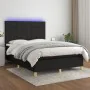 Box spring bed mattress and LED lights black fabric 140x200 cm by vidaXL, Beds and slatted bases - Ref: Foro24-3135439, Price...