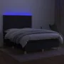 Box spring bed mattress and LED lights black fabric 140x200 cm by vidaXL, Beds and slatted bases - Ref: Foro24-3135439, Price...