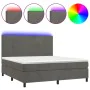 Boxspringbett mit Matratze und dunkelgrauem LED-Samt 160x200 cm von vidaXL, Betten und Lattenroste - Ref: Foro24-3136012, Pre...