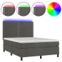 Boxspringbett mit Matratze und dunkelgrauem LED-Samt 140x200 cm von vidaXL, Betten und Lattenroste - Ref: Foro24-3136066, Pre...