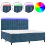 Box spring bed with mattress and LED dark blue velvet 200x200 cm by vidaXL, Beds and slatted bases - Ref: Foro24-3136387, Pri...