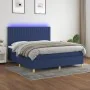 Boxspringbettmatratze und LED-Leuchten aus blauem Stoff 180x200 cm von vidaXL, Betten und Lattenroste - Ref: Foro24-3135619, ...